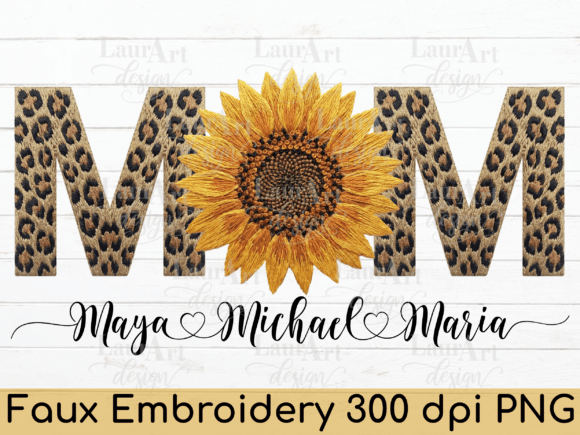 Download MOM Leopard Sunflower Faux Embroidery - Faux embroidery Collection