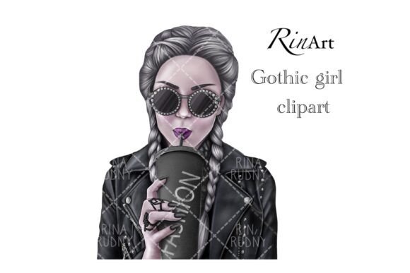 Download Gothic Rock Girl with Coffee Clipart Png - Clipart png Collection