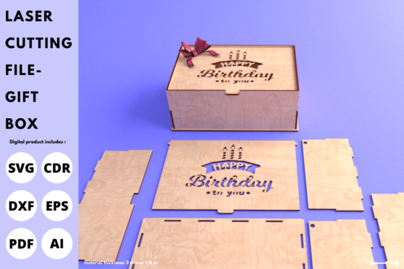 Download Birthday Gift Box with Lid | Laser Cut - Birthday Collection