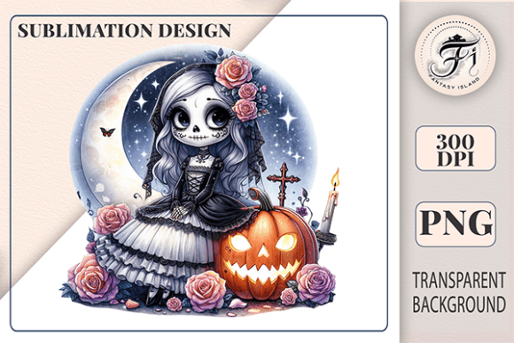 Download Cute Gothic Sugar Skull Girl Clipart PNG - Clipart png Collection