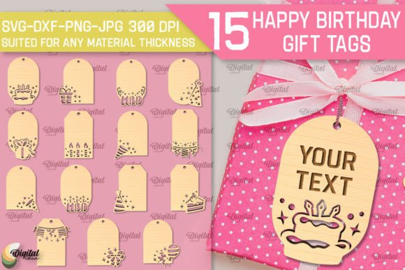 Download Happy Birthday Gift Tags LaserCut Bundle - Birthday Collection