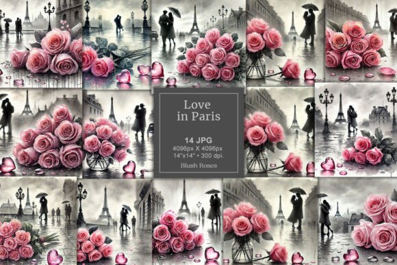 Download Paris Love Two Lovers Pink Roses Eiffel - Paris love Collection