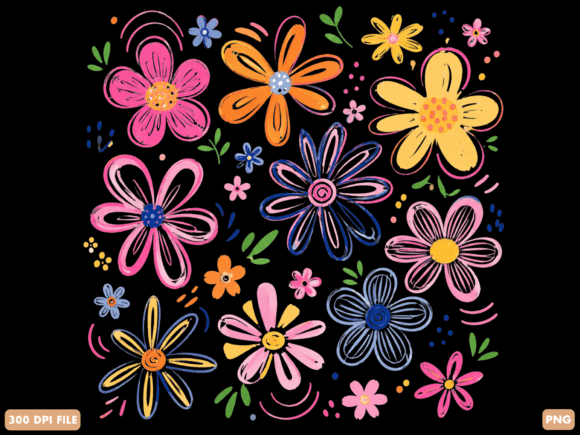 Download Cute Retro Floral Clipart PNG | Hand Dra - Clipart png Collection