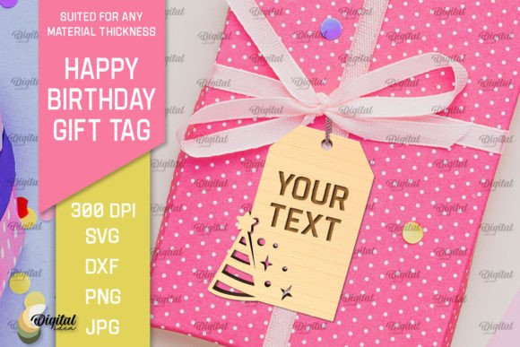 Download Happy Birthday Gift Tag Laser Cut - Birthday Collection