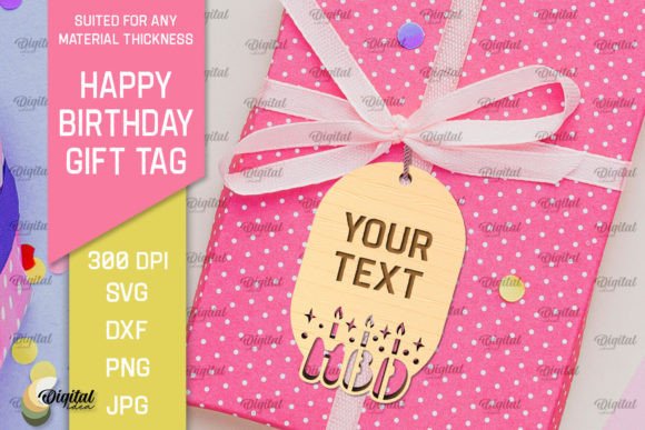 Download Happy Birthday Gift Tag Laser Cut - Birthday Collection