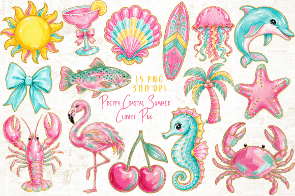 Download Preppy Coastal Summer Clipart PNG - Clipart png Collection