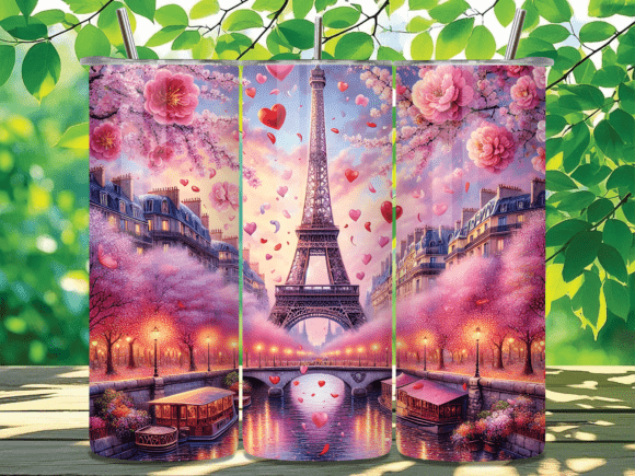 Download Pink Paris Love Floral Tumbler Wrap - Paris love Collection