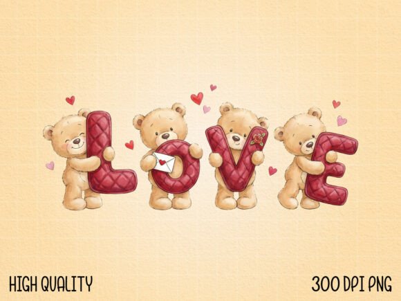 Download Cute Teddy Bear LOVE Letter Clipart PNG - Clipart png Collection