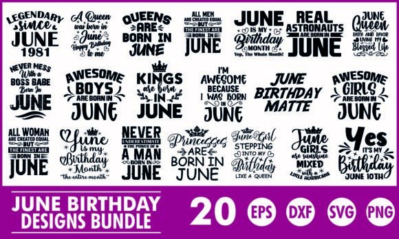 Download June Birthday SVG Designs Bundle T Shirt - Birthday Collection