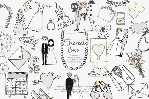 Download Minimalist Wedding Doodle Clipart Png - Clipart png Collection