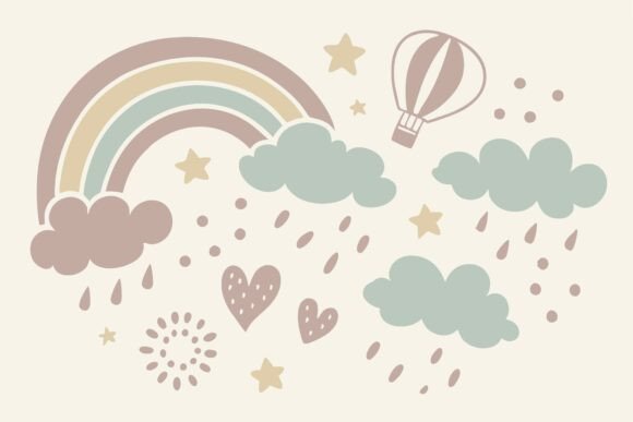 Download Whimsical Boho Rainbow Balloon Scene - Premium Resources