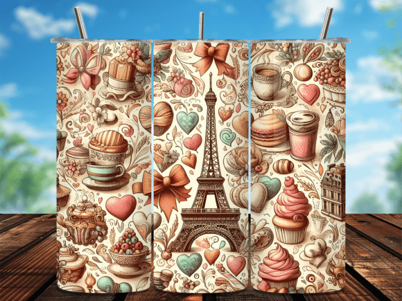 Download Vintage Paris Love Cafe Tumbler Wrap - Paris love Collection