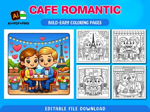 Download Paris Love Cafe Romantic Coloring Pages - Paris love Collection