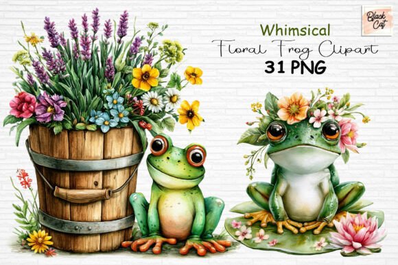 Download Whimsical Floral Frog Clipart PNG - Clipart png Collection