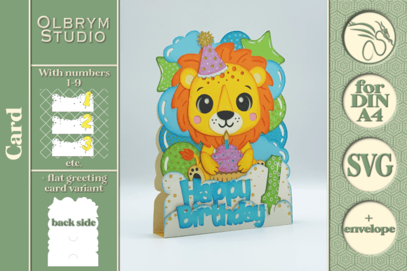 Download Baby Lion Birthday Card Kawaii SVG - Birthday Collection